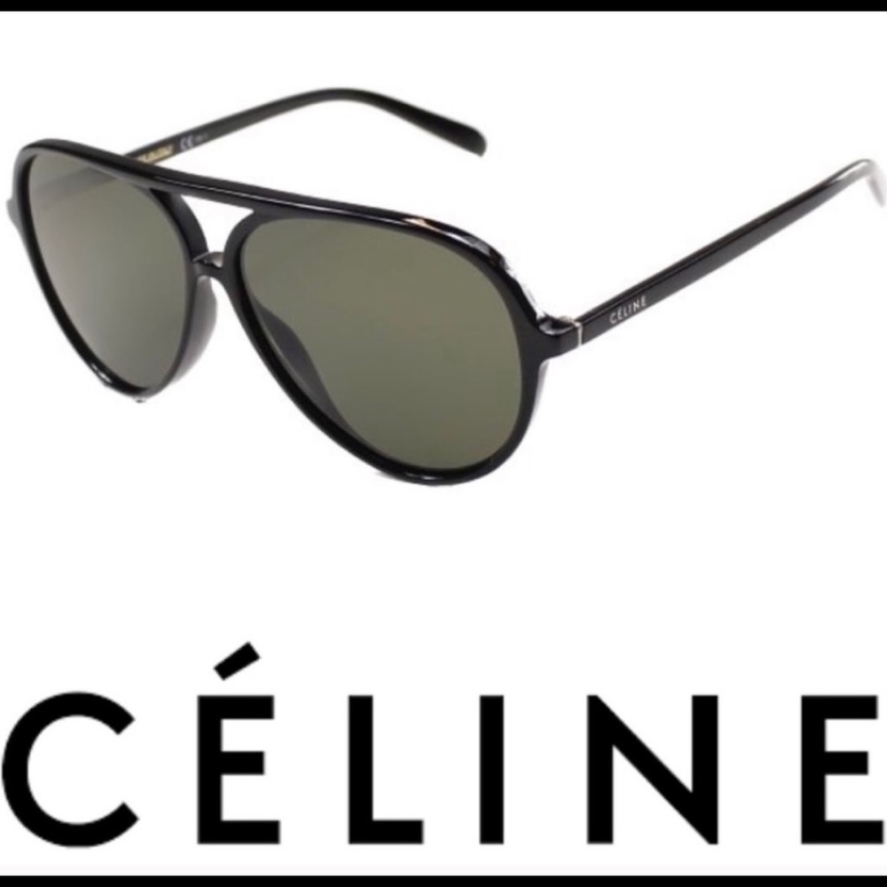 Celine Black Plastic Aviator Sunglasses